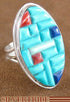 Turquoise Lapis Multicolor Sterling Silver Ring Size 4-3/4 HS23765
