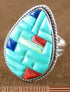 Lapis Turquoise Multicolor Sterling Silver Ring Size 6-3/4 HS23790