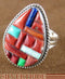 Red Oyster Shell Multicolor Sterling Silver Ring Size 6-3/4 HS23798