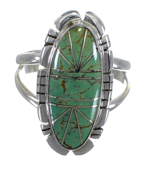 Turquoise Southwestern Sterling Silver Ring Size 6-1/2 AX94277