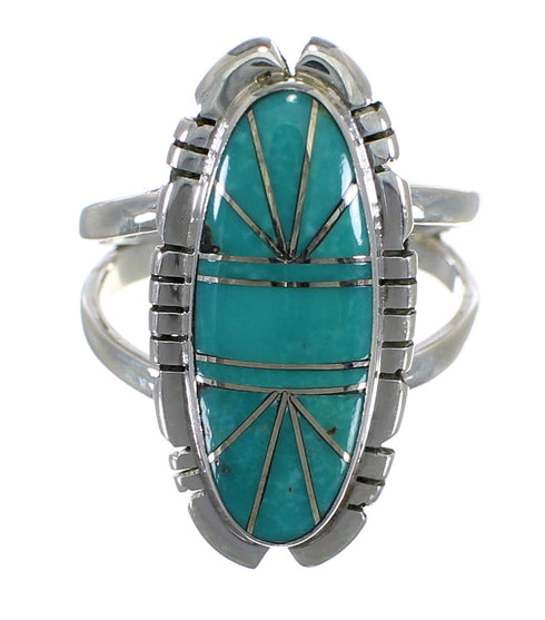 Turquoise Southwest Silver Ring Size 6-1/2 AX94279