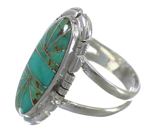Turquoise Southwestern Silver Ring Size 5-1/4 AX94280