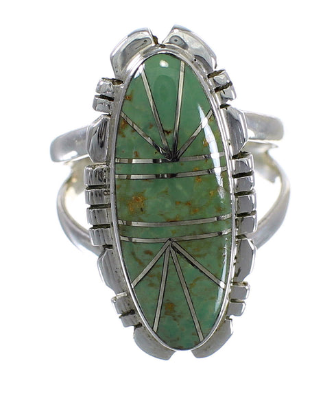 Southwestern Sterling Silver Turquoise Ring Size 4-3/4 AX94288