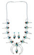 Authentic Sterling Silver Multicolor Inlay Squash Blossom Necklace Set RX94134