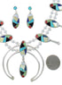 Authentic Sterling Silver Multicolor Inlay Squash Blossom Necklace Set RX94134