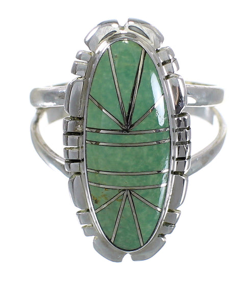 Southwestern Silver Turquoise Jewelry Ring Size 8 AX94309
