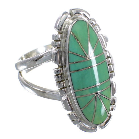 Silver Southwestern Turquoise Ring Size 5-1/4 AX94319