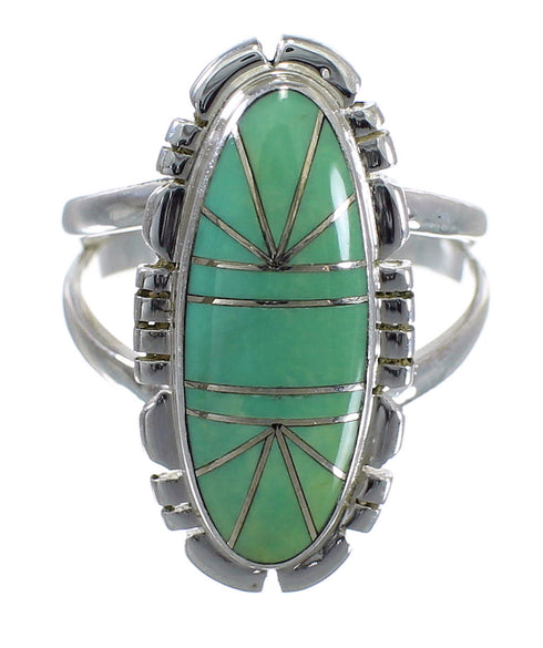 Silver Southwestern Turquoise Ring Size 5-1/4 AX94319