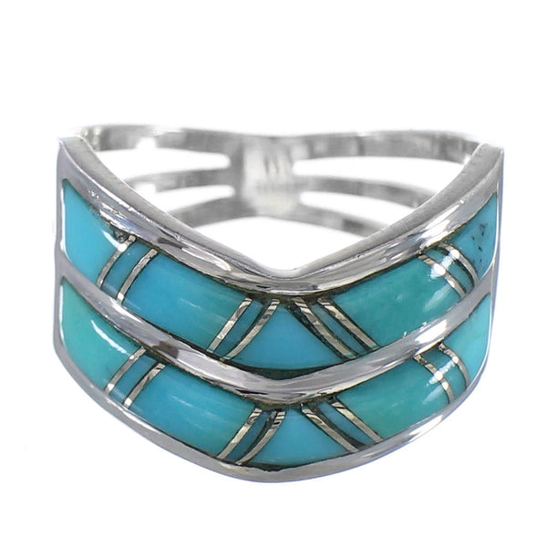 Silver Southwestern Turquoise Ring Size 6-1/4 AX94332