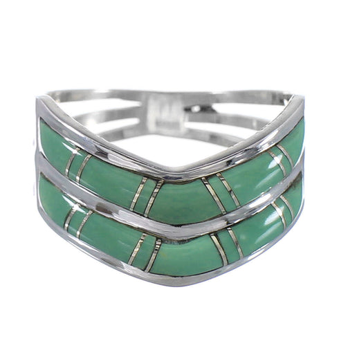 Silver Southwestern Jewelry Turquoise Ring Size 7-1/2 AX94342