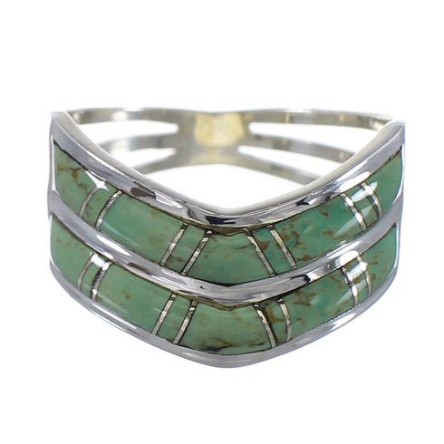 Sterling Silver Turquoise Inlay Ring Size 8-1/2 AX94353