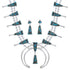 Turquoise Squash Blossom Sterling Silver Necklace Set RX94262