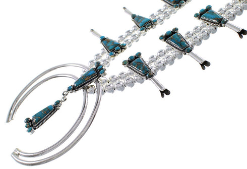 Turquoise Squash Blossom Sterling Silver Necklace Set RX94262