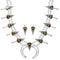 Multicolor Inlay Arrowhead And Water Wave Silver Squash Blossom Necklace Set AX94363