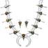 Multicolor Inlay Arrowhead And Water Wave Silver Squash Blossom Necklace Set AX94363