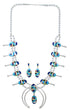Multicolor Sterling Silver Squash Blossom Necklace Set AX94365