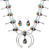 Multicolor Authentic Sterling Silver Squash Blossom Necklace Set AX94366