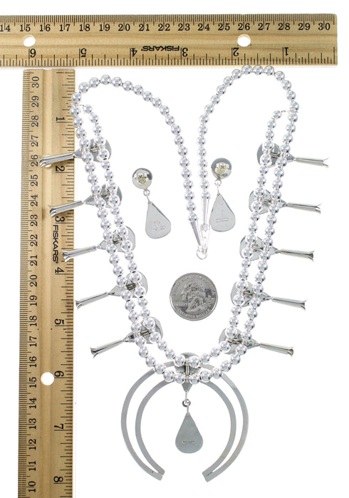 Multicolor Inlay Silver Southwest Squash Blossom Necklace Set AX94370