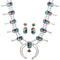 Multicolor Inlay Sterling Silver Squash Blossom Necklace Set AX94372