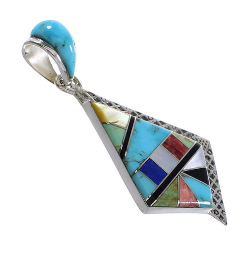 Multicolor Inlay Genuine Sterling Silver Pendant RX95646