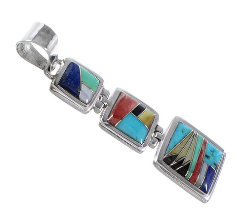 Sterling Silver Jewelry Multicolor Inlay Pendant RX95666