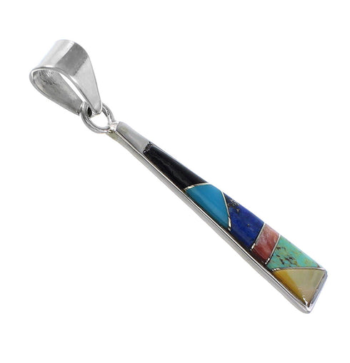 Southwest Multicolor Inlay Genuine Sterling Silver Pendant RX95675