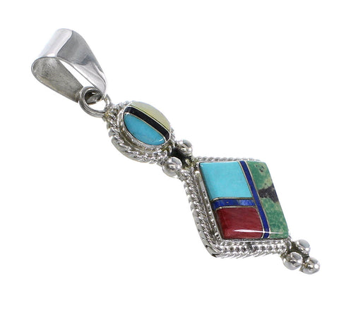 Genuine Sterling Silver Multicolor Southwest Pendant RX95678
