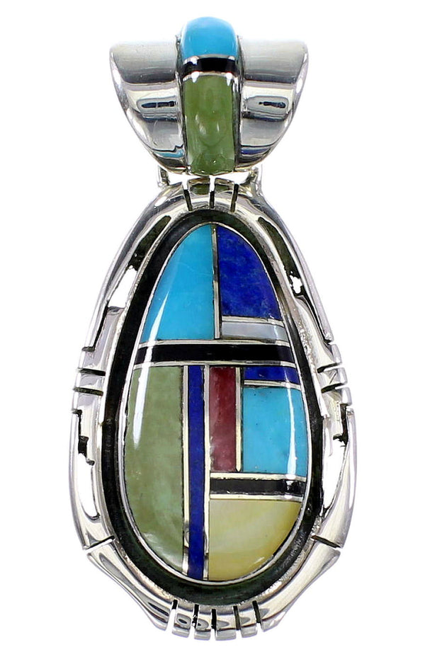 Multicolor Inlay Genuine Sterling Silver Pendant RX95687