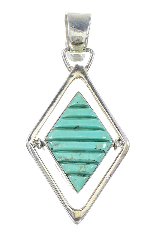 Sterling Silver Multicolor Native American Village Design Reversible Pendant RX95689