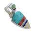 Multicolor Inlay Southwestern Sterling Silver Pendant AX94477