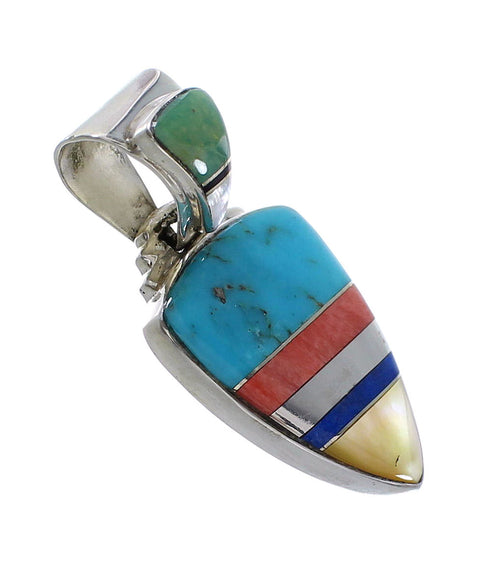 Multicolor Inlay Sterling Silver Southwest Pendant AX94485