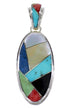 Multicolor Inlay Silver Southwestern Pendant AX94487