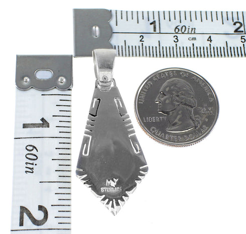 Multicolor Inlay Silver Southwest Water Wave Pendant AX94488