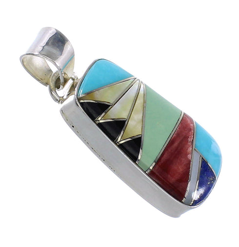 Sterling Silver Southwest Multicolor Inlay Pendant AX94494
