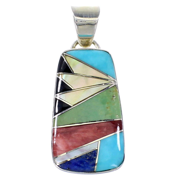 Silver Southwest Multicolor Inlay Pendant AX94495