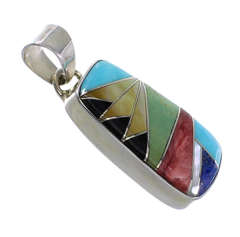 Silver Southwest Multicolor Inlay Pendant AX94495