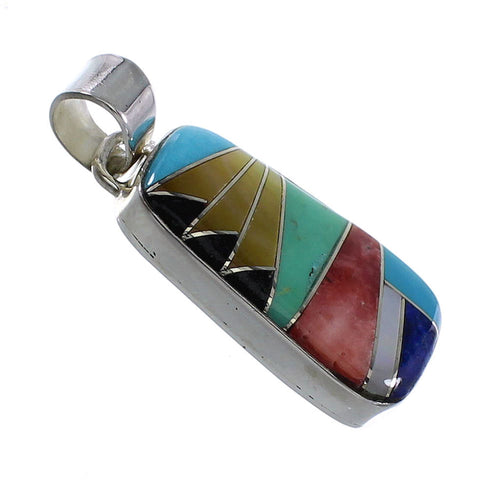 Silver Southwest Multicolor Inlay Jewelry Pendant AX94498