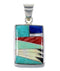 Southwest Multicolor Inlay Genuine Sterling Silver Pendant AX94515