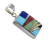Southwestern Multicolor Inlay Genuine Sterling Silver Pendant AX94516