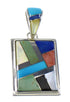 Multicolor Inlay Sterling Silver Reversible Pendant AX94573