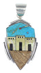 Authentic Sterling Silver Multicolor Native American Village Design Jewelry Pendant RX94533