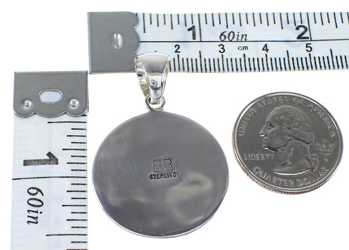 Sterling Silver Multicolor Native American Village Design Pendant RX94715
