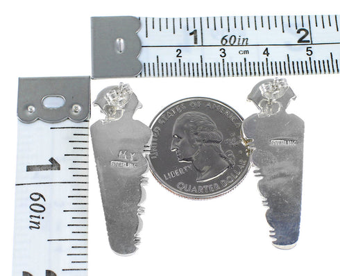 Turquoise Inlay Sterling Silver Post Earrings AX94977