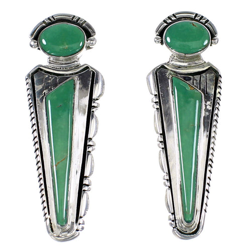 Turquoise Inlay Authentic Sterling Silver Post Earrings AX94981