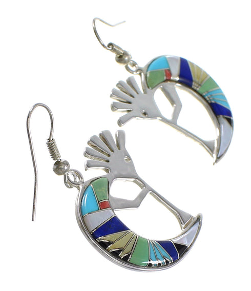 Multicolor Silver Southwest Kokopelli Hook Dangle Earrings YX94628