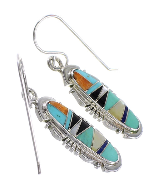 Southwest Silver Multicolor Hook Dangle Earrings YX94630
