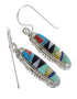 Southwest Sterling Silver Multicolor Hook Dangle Earrings YX94632