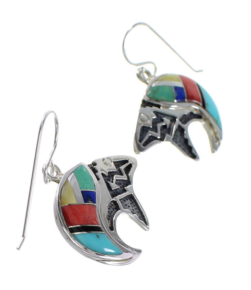 Multicolor And Silver Southwest Bear Arrow Hook Dangle Earrings YX94708