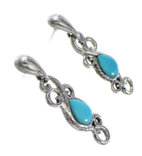 Southwest Turquoise Authentic Sterling Silver Post Dangle Earrings YX94537