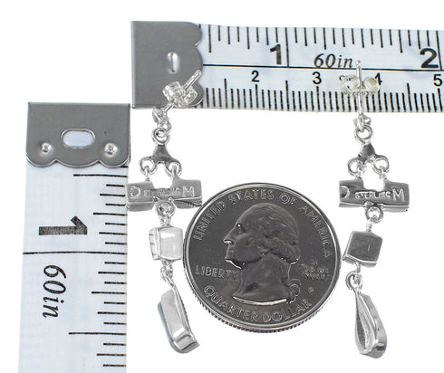 Southwestern Turquoise And Genuine Sterling Silver Post Dangle Earrings YX94539